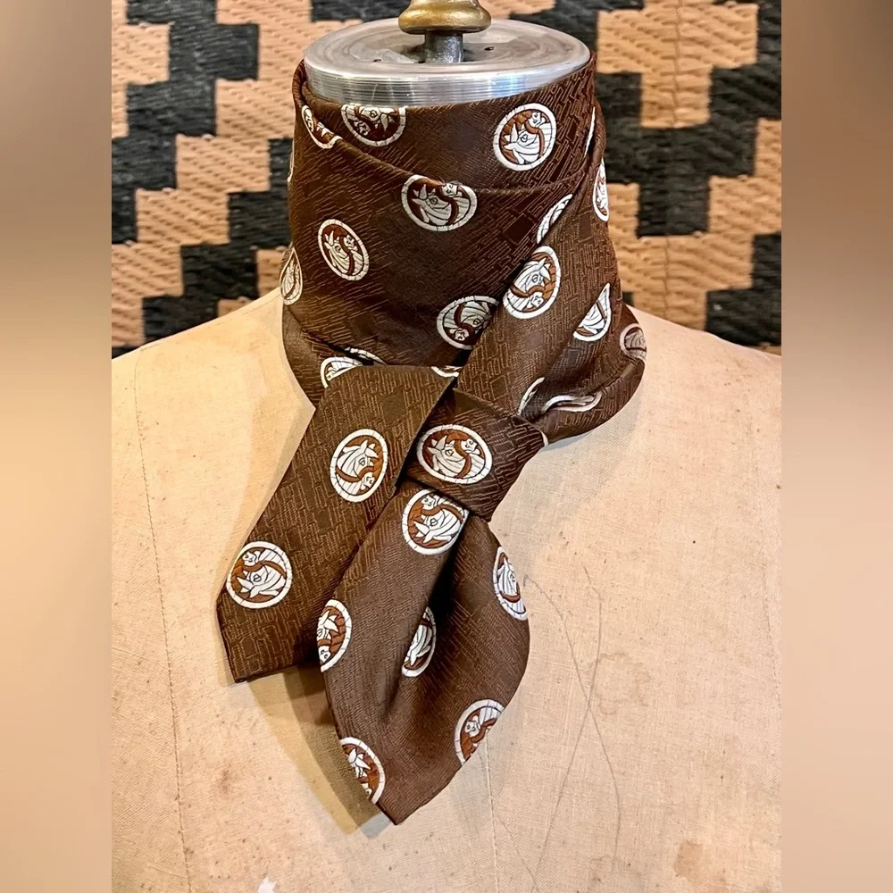 Vintage John Blair‎ brown horse tie equestrian western ranch country club 70s